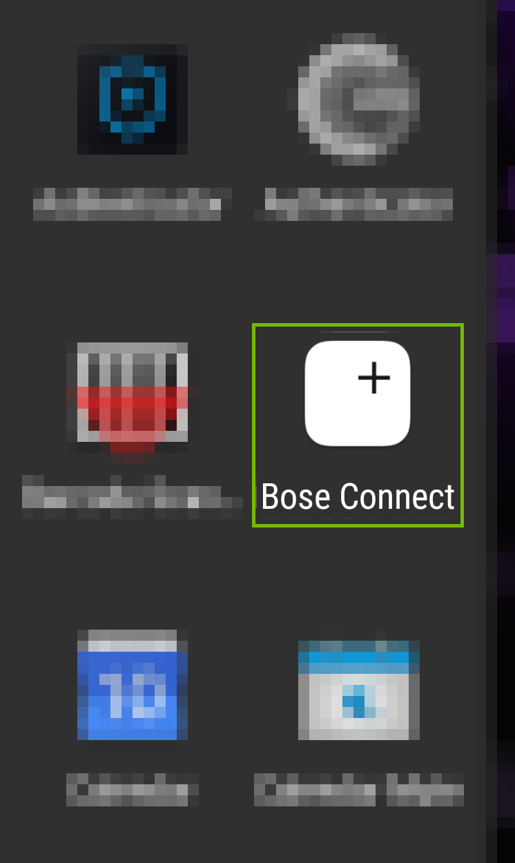 Bose Connect app displayed within the list of available apps.