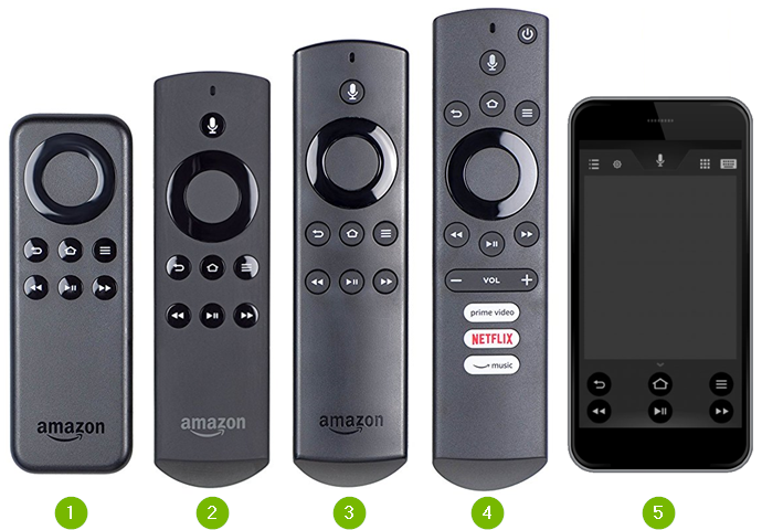 Amazon Fire remote control lineup.