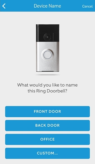 Device room selection screen.