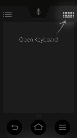 Keyboard symbol pointed out on mobile app screen.