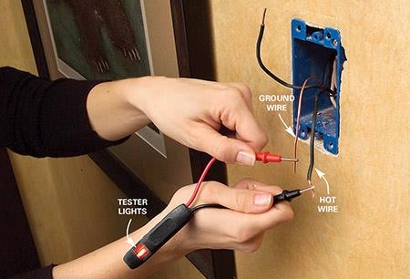 Testing wires with circuit tester.