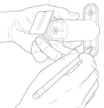 Marking holes on wall using camera mounting base.