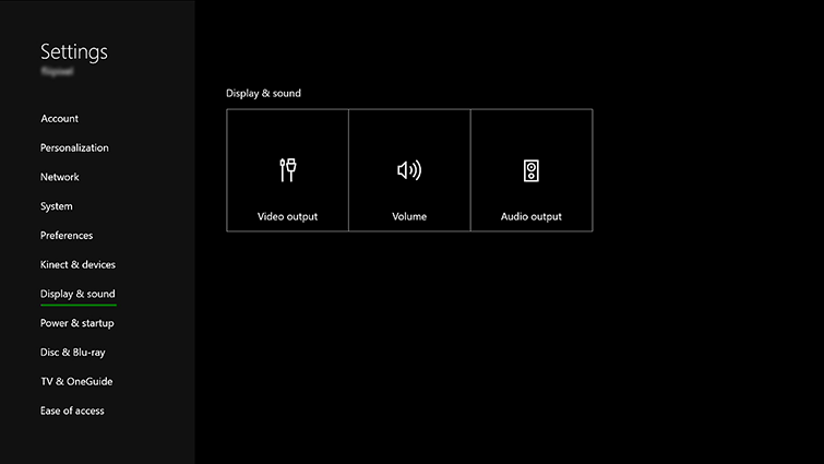 Xbox one display and sound settings.