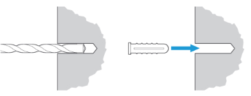 Drilling and installing wall anchors into masonry surface.