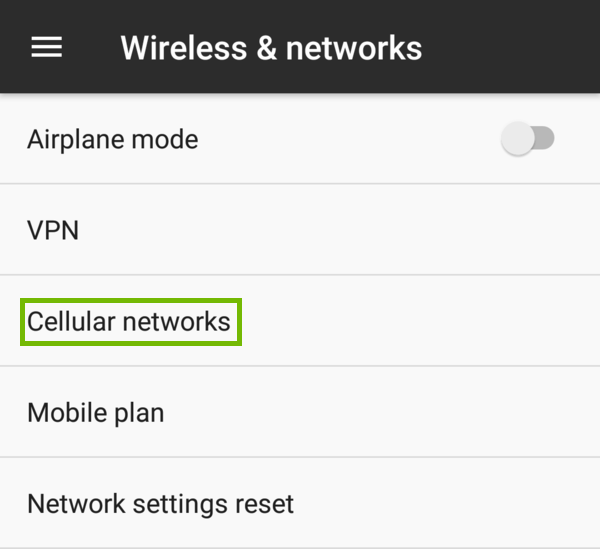 Wireless and networks with Cellular networks highlighted.