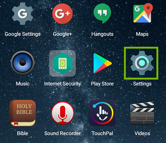 Android settings gear icon