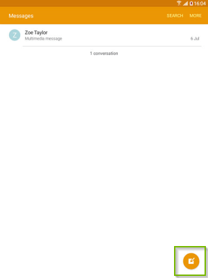 Messages screen with New Message button selected. Screenshot.