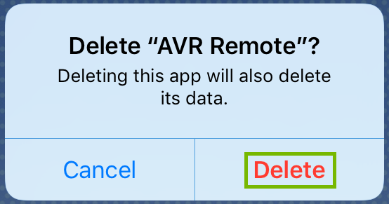 Uninstall conformation dialog with the Delete button highlighted