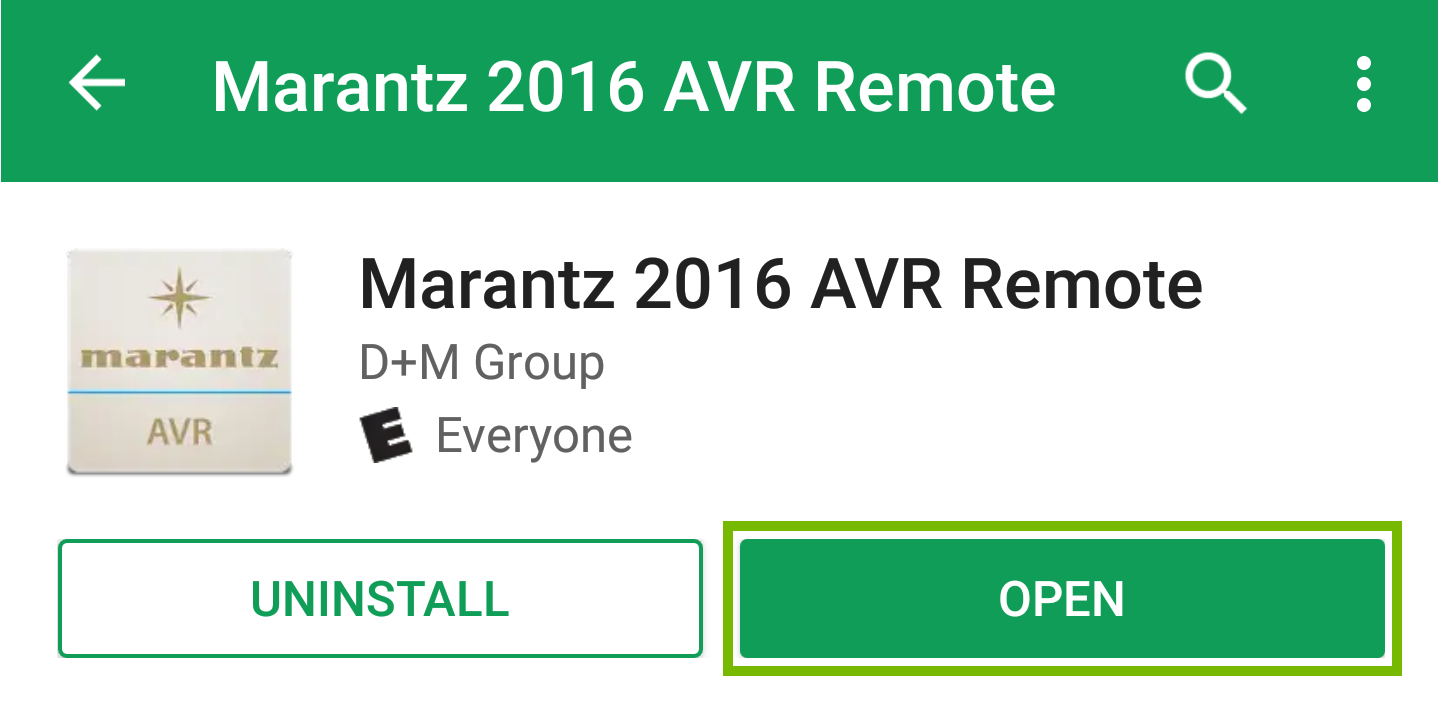 Play Store app page with the Open button highlighted