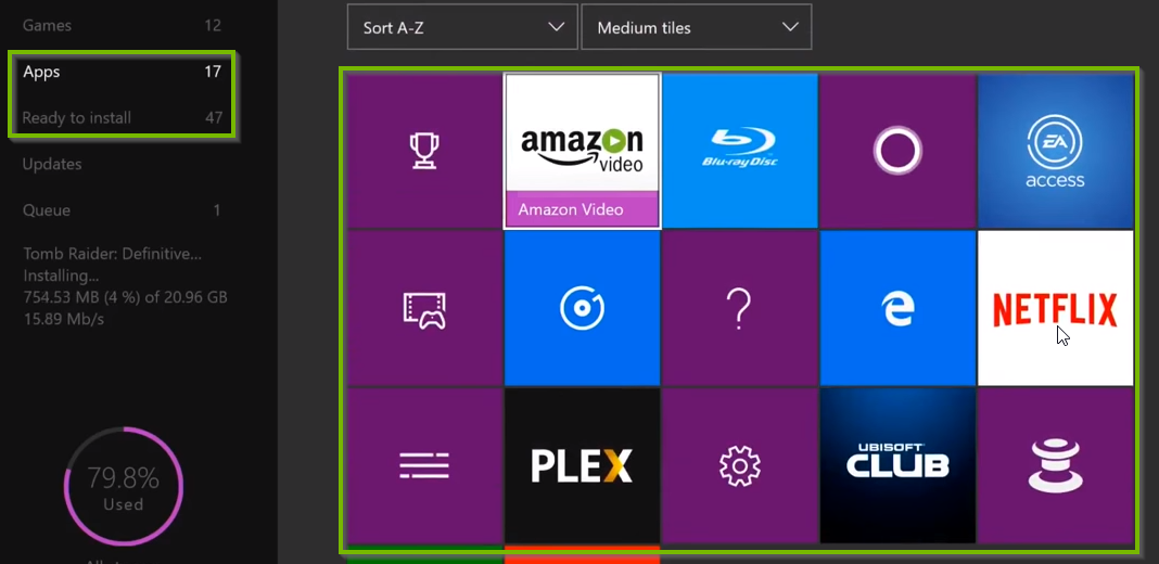 Apps screen with Apps highlighted