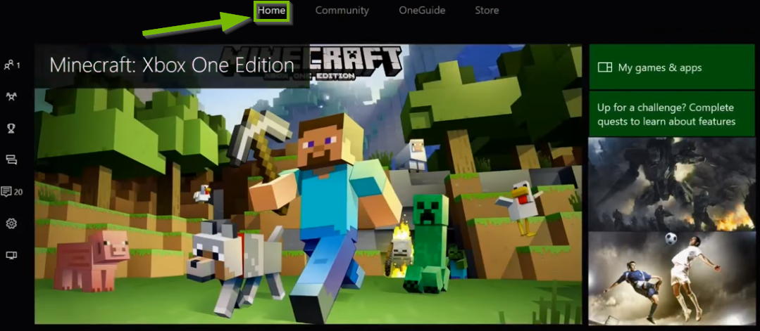 Home screen with Home button highlighted