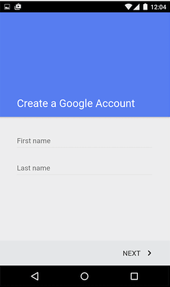 Google account fields for first and last name