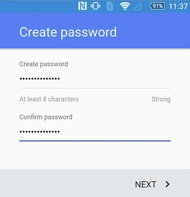 Google account password fields