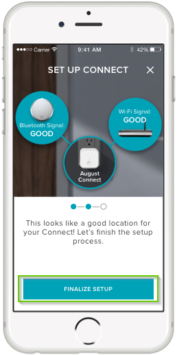 August home app page with finalize setup highlighted