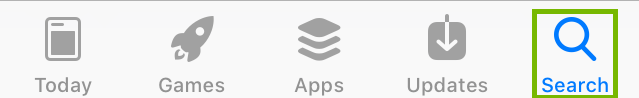 App Store bottom bar with Search icon highlighted