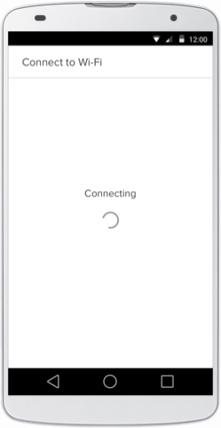 August Home app connect to Wi-Fi page showing Connecting circle