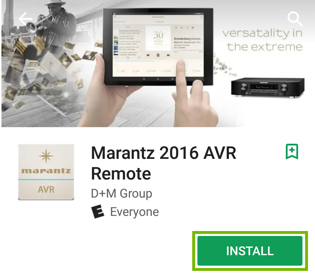 Play Store app page with the Install button highlighted