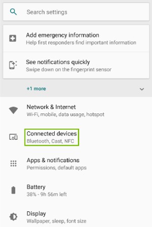 Settings page with Connected Devices highlighted