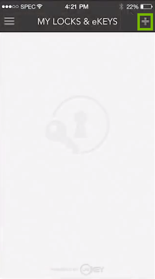 screenshot of my locks and eKeys page with add highlighted