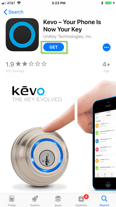 Kevo iOS app with get highlighted