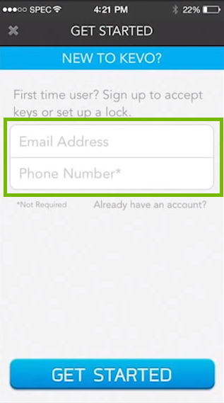 Screenshot of setup process with Email address and phone number highlighted