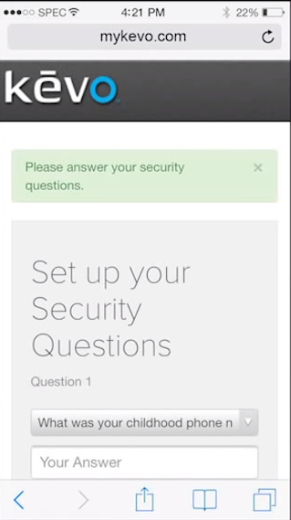 screenshot of account setup screen