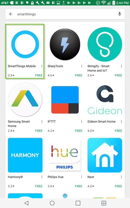 Google play store smartthings search results