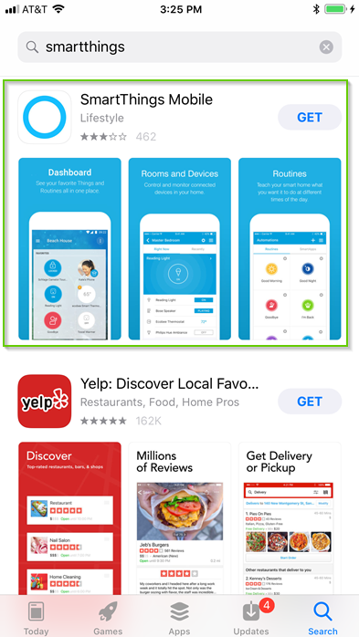 iOS search results for smartthings