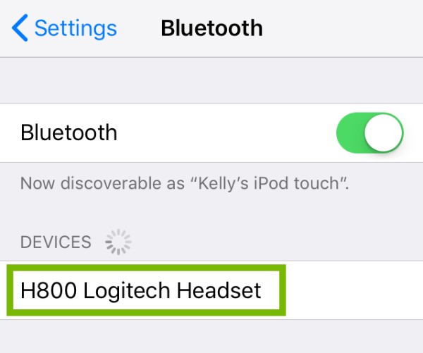 Unpaired device highlighted