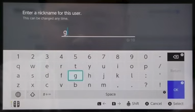 Nintendo switch nickname