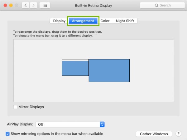 Arrangement tab highlighted
