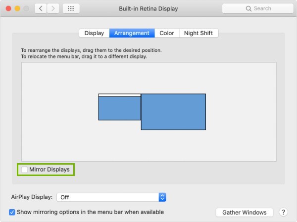 Mirror displays highlighted