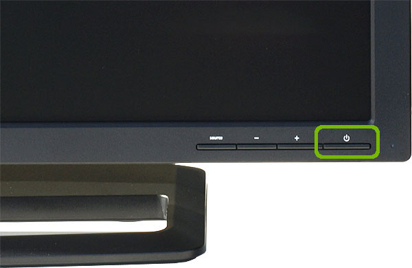 Power button on monitor highlighted.