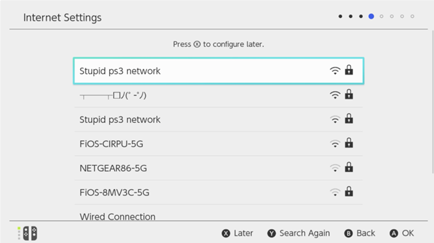 Nintendo switch network list