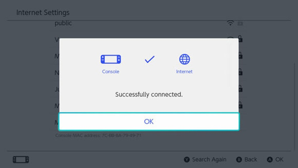 Nintendo switch successfully connected