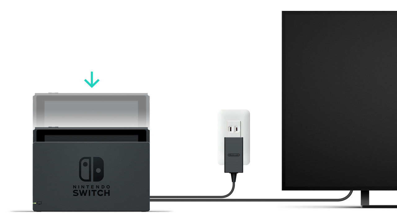 Nintendo switch dock showing the console inserted