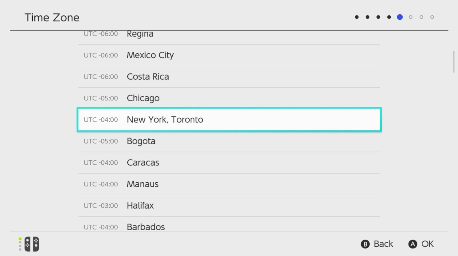 Nintendo switch time zone selection