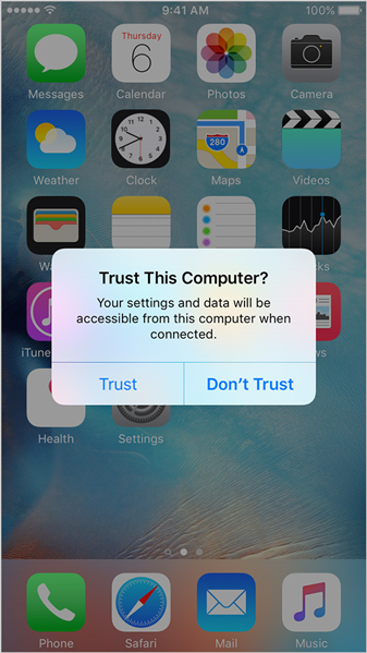iOS asking to trust a computer