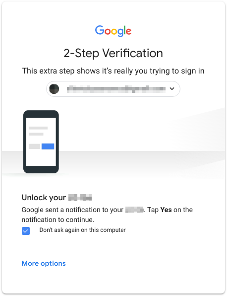 Google 2-Step Verification example.