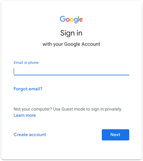 Google User and Password Prompt.