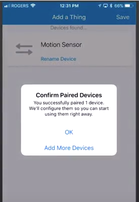 Smartthings app confirm paired devices popup
