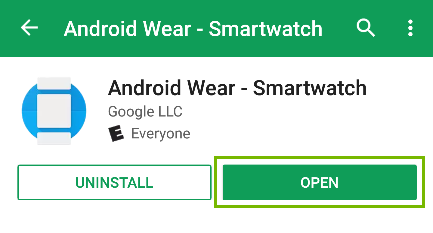 android wear with open highlighted