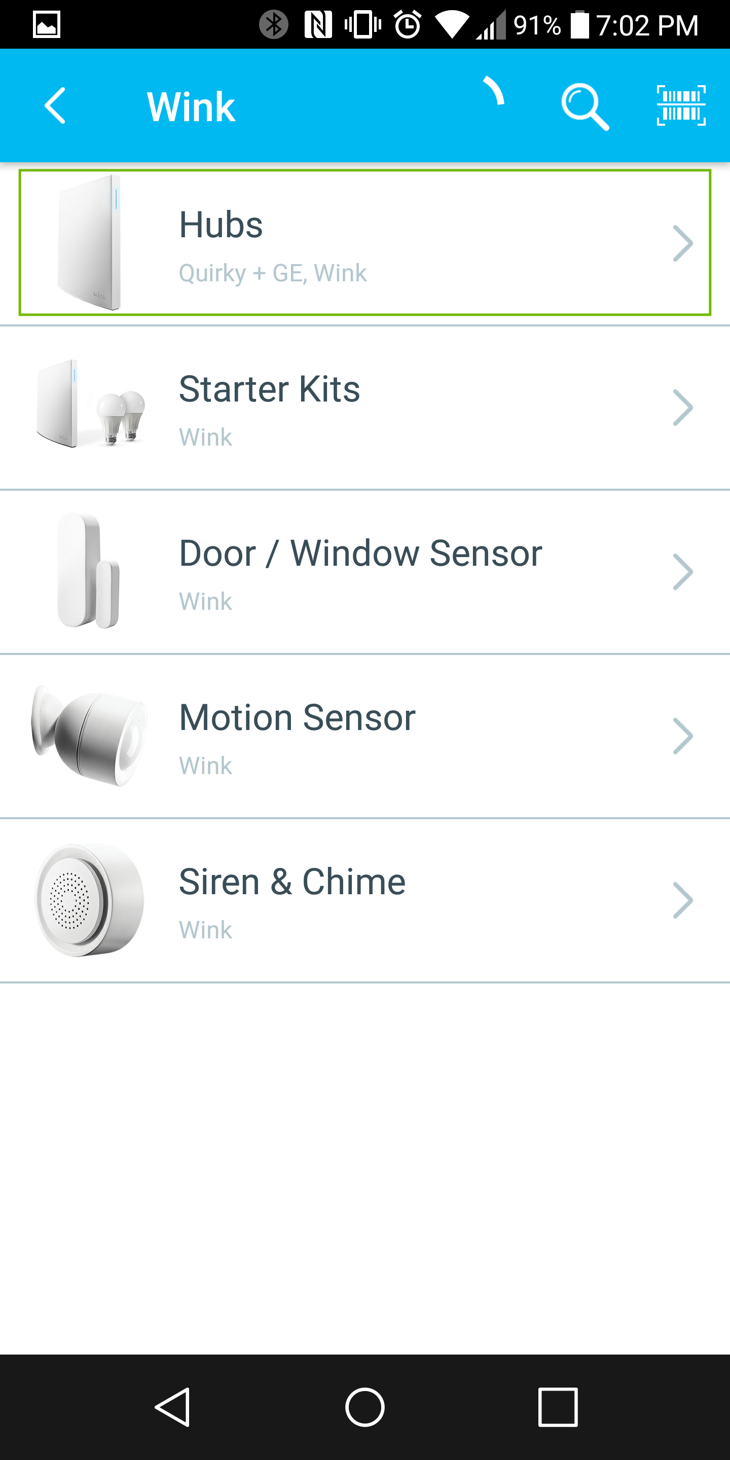 wink choice with hubs highlighted
