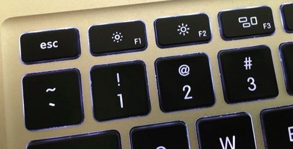 Mac Laptop Keyboard inset, showing brightness controls.
