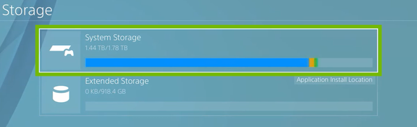 Storage with System Storage highlighted.