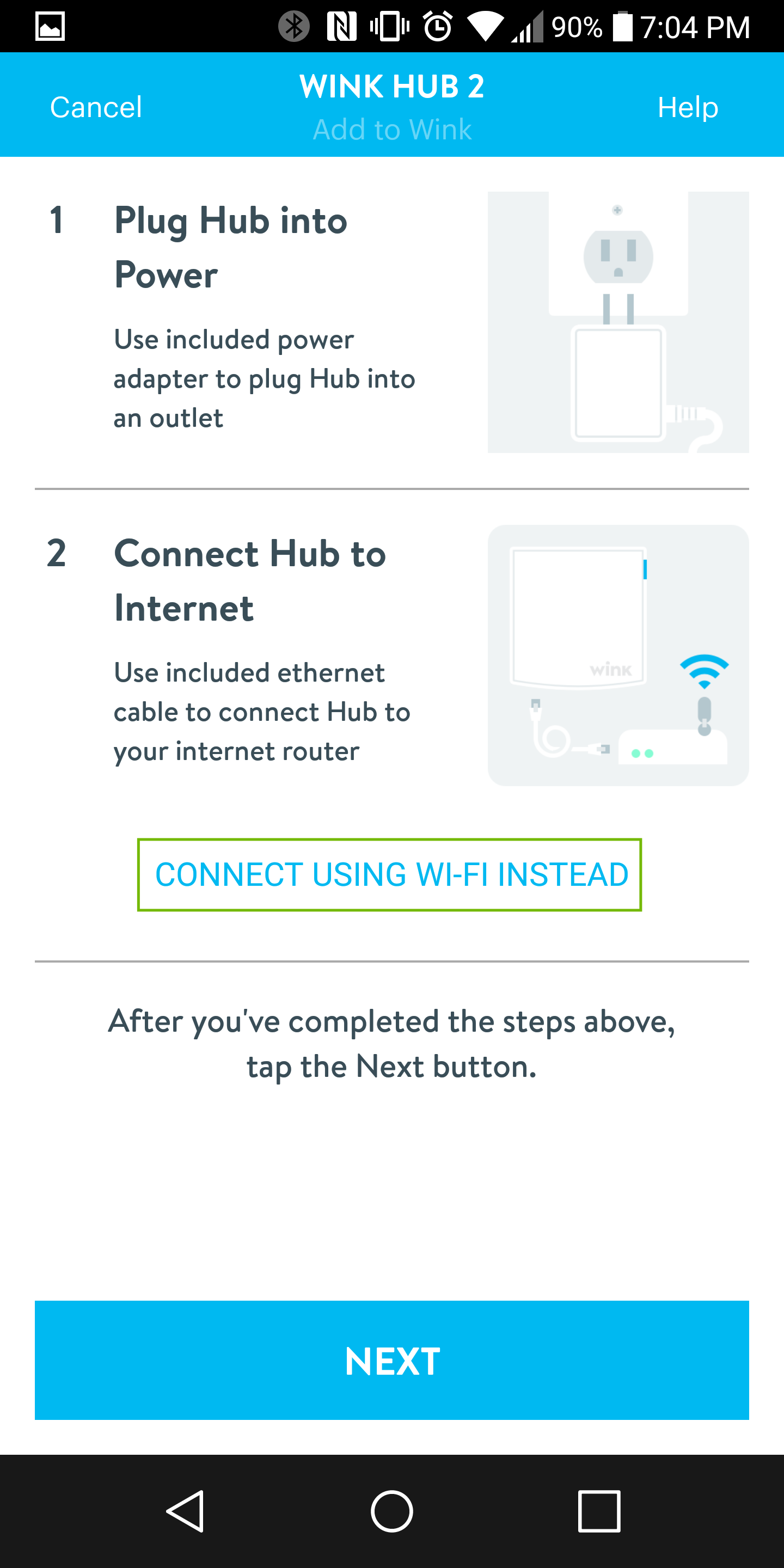 connection screen with connect using Wi-Fi Intead highlighted