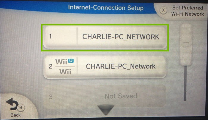 connection list with first choice highlighted