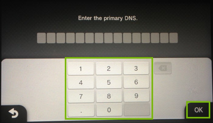 Number pad to enter DNS IPs