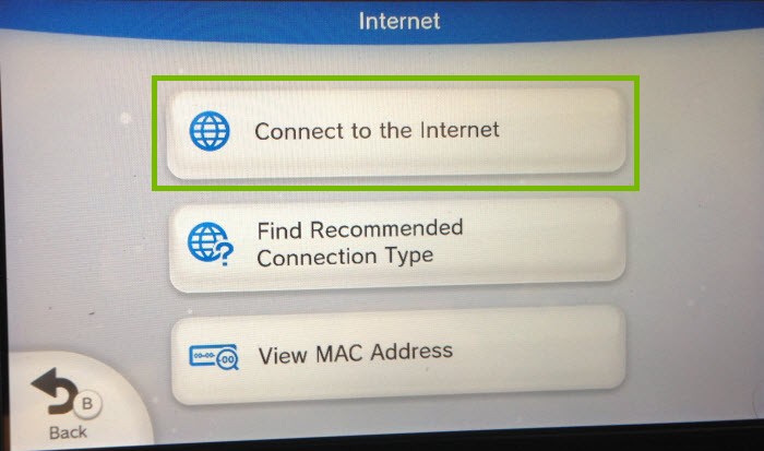 internet settings with connect to the internet highlighted