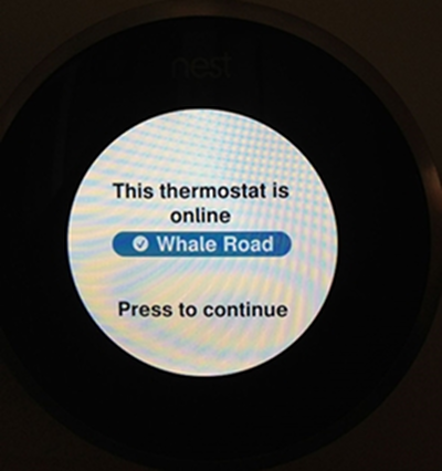 Nest thermostat successfully connected to a Wi-Fi network.